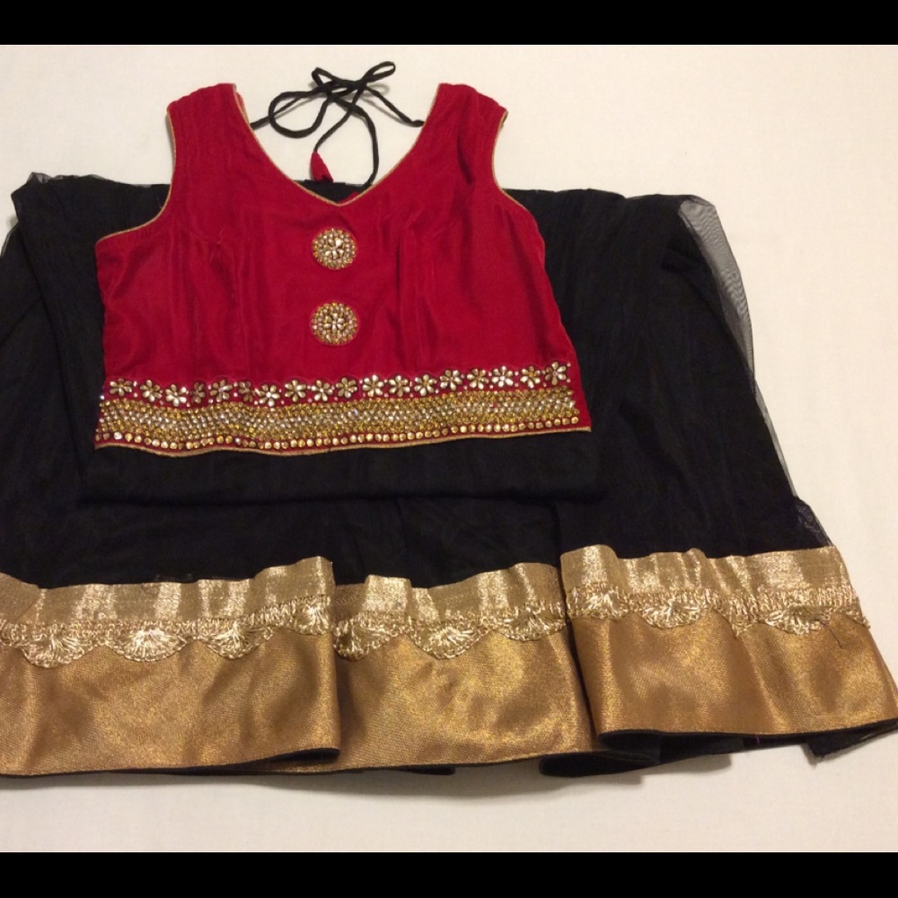 Black and red indian anarkali dress